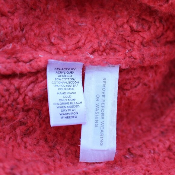 Loft Women’s All Over Chunky Knit Square Neck Coral Sweater, Size Small - Picture 11 of 11